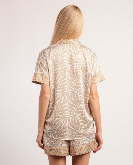 ADMAS LUXURY Pijama Manga Corta Luxe Leaves para Mujer ORO 2