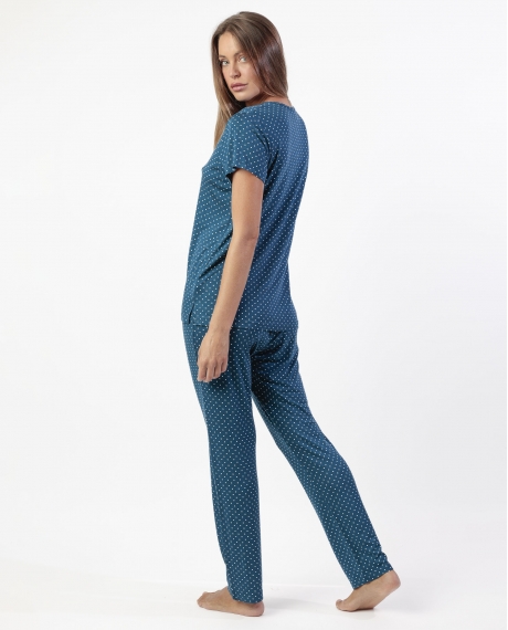 ADMAS CLASSIC Pijama Manga Corta Dots Lace para Mujer MARINO 2