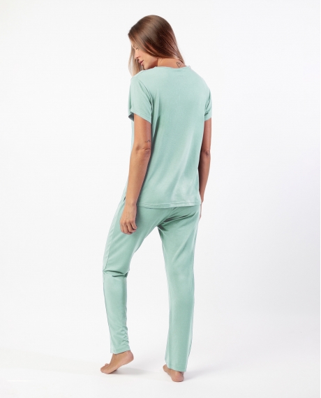 ADMAS CLASSIC Pijama Manga Corta Guipur Fresh Air para Mujer VERDE 2