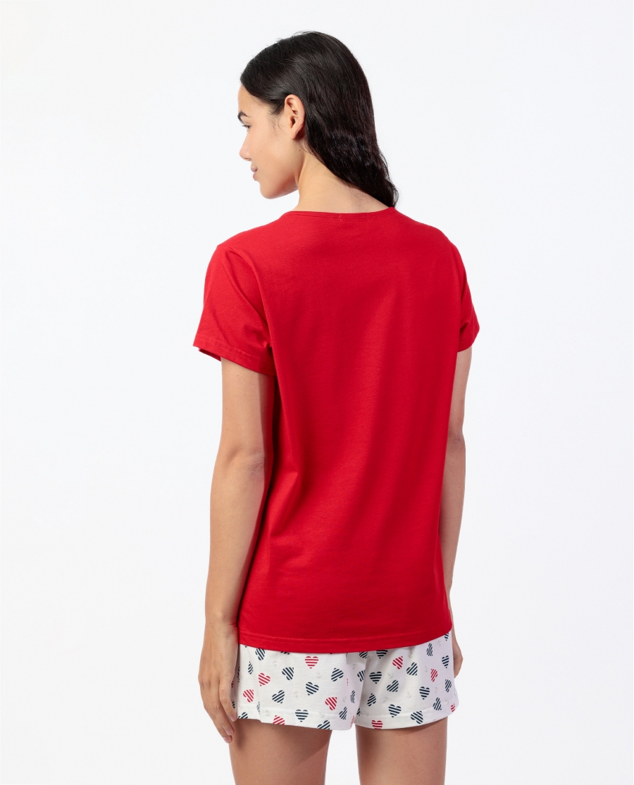 ADMAS Pijama Manga Corta Ocean Lover para Mujer ROJO