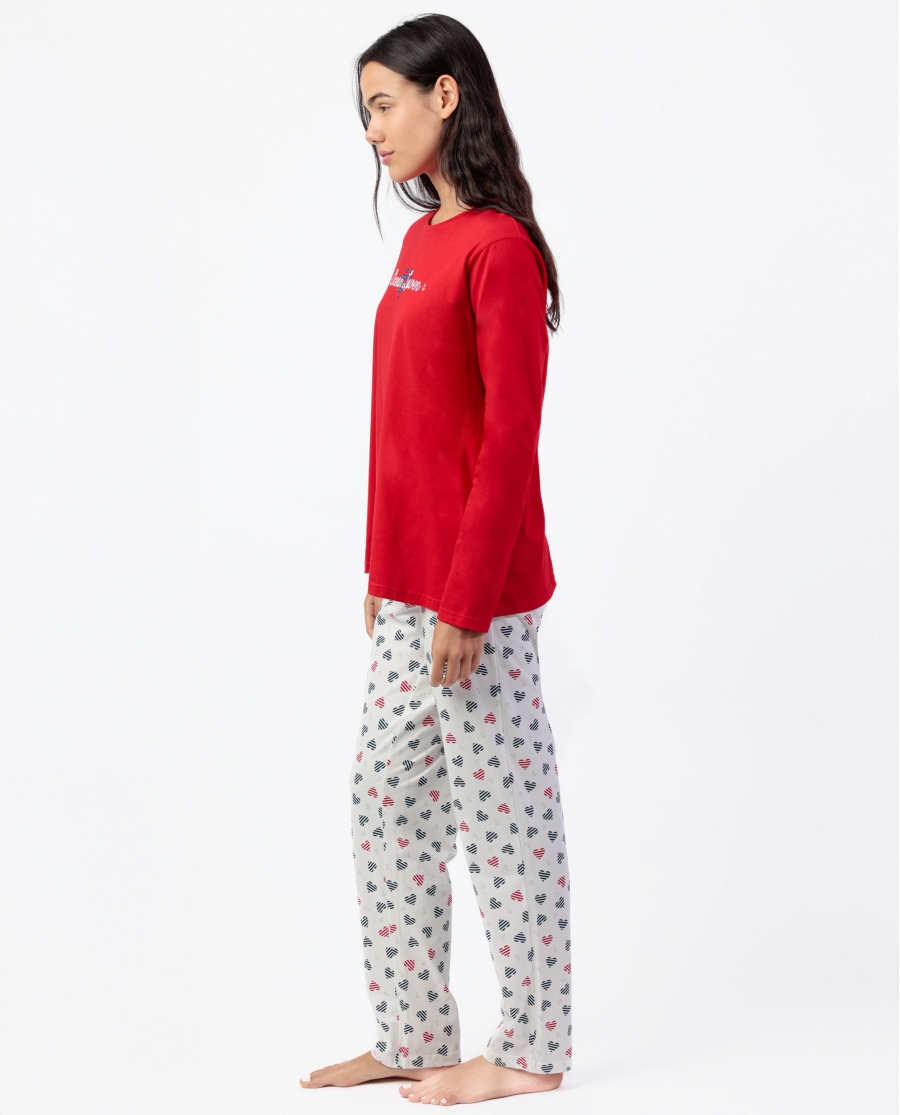 ADMAS Pijama Manga Larga Ocean Lover para Mujer ROJO