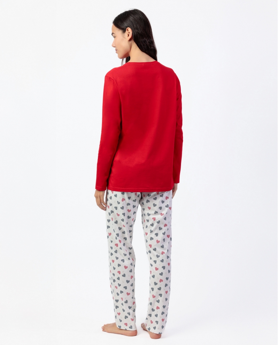 ADMAS Pijama Manga Larga Ocean Lover para Mujer ROJO