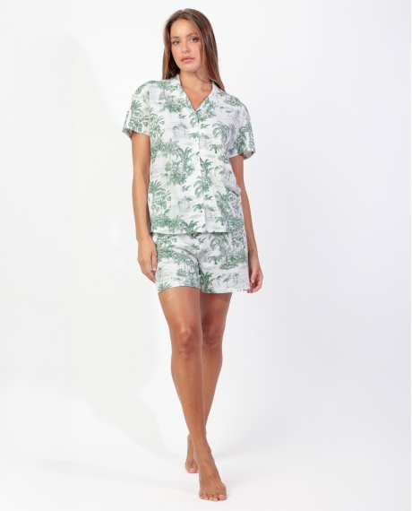 ADMAS Pijama Manga Corta Summer Paradise para Mujer VERDE HOJA