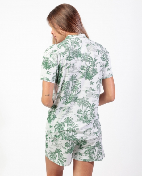 ADMAS Pijama Manga Corta Summer Paradise para Mujer VERDE HOJA 2