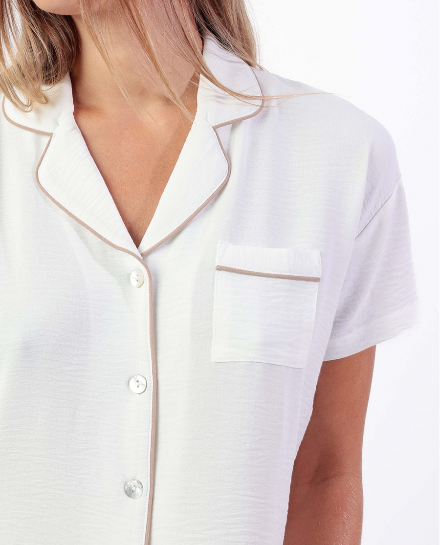 ADMAS CLASSIC Pijama Manga Corta Classic Arabia para Mujer BLANCO