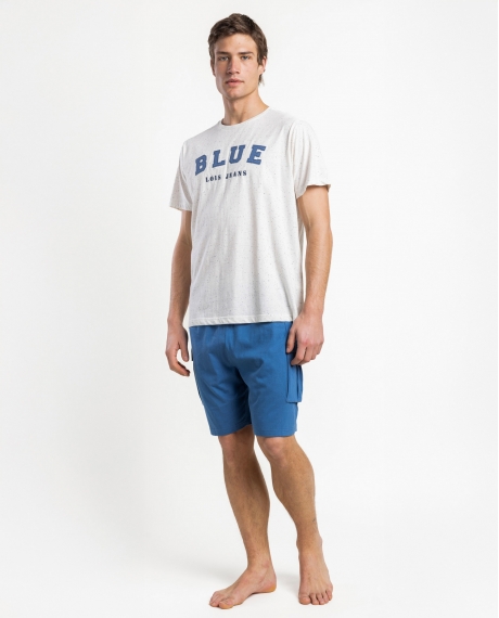 LOIS Pijama Manga Corta Frayed para Hombre AZUL