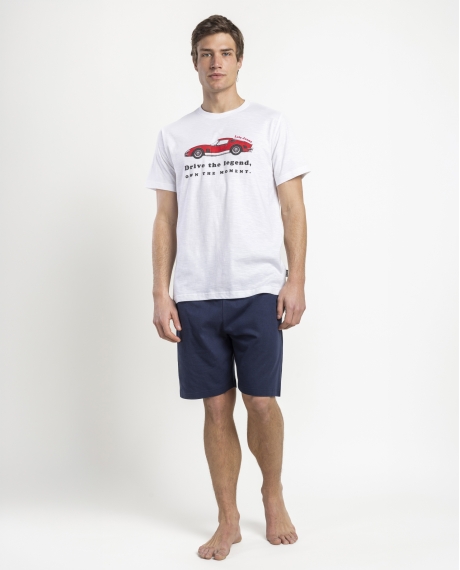 LOIS Pijama Manga Corta Driver para Hombre BLANCO