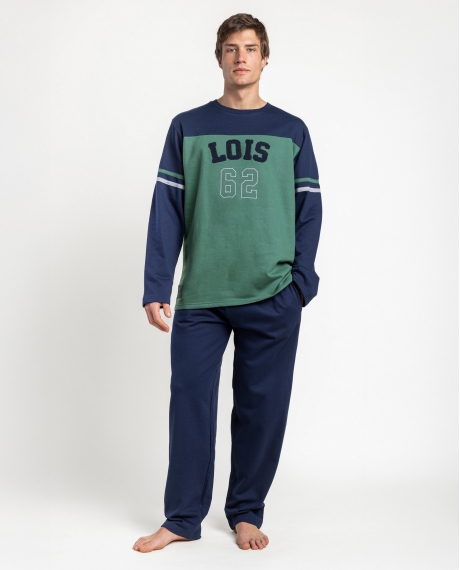 LOIS Pijama Manga Larga Preppy para Hombre MARINO