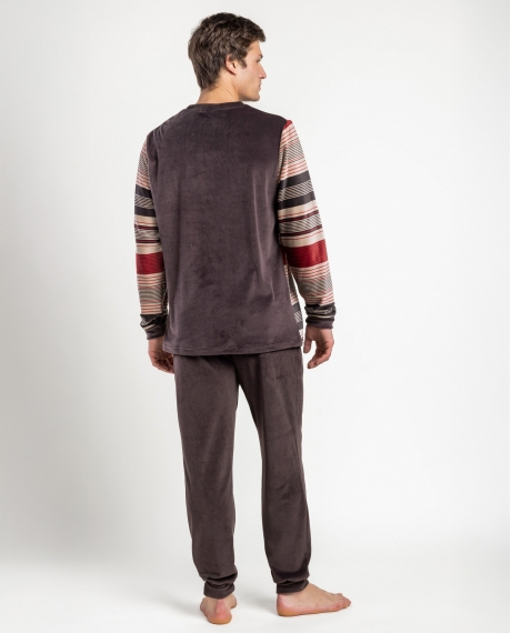 LOIS Pijama Manga Larga Doble Velvet Celsius para Hombre MARRON 2