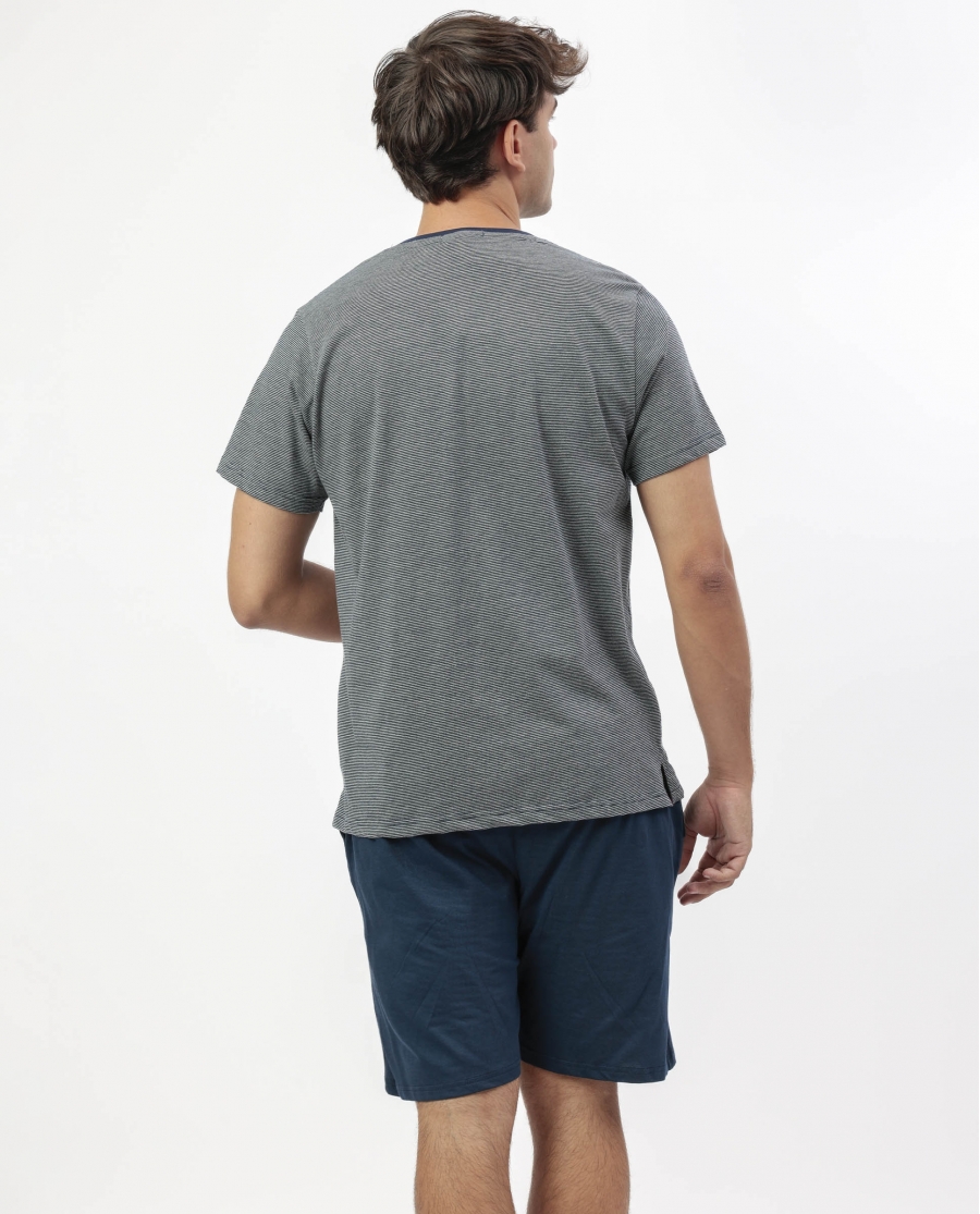 ANTONIO MIRO Pijama Manga Corta Anchor Tapeta para Hombre MARINO