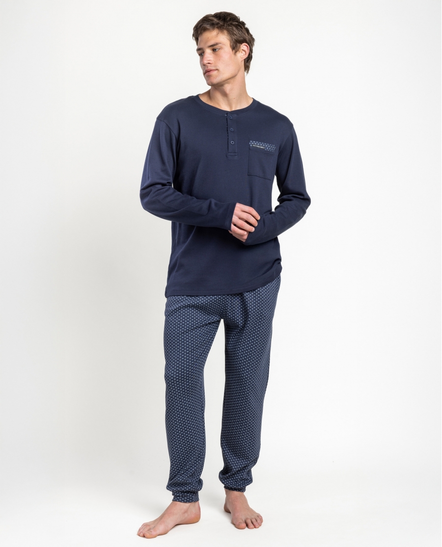 ANTONIO MIRO Pijama Manga Larga Tapeta Lounge Club para Hombre MARINO