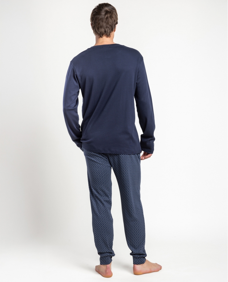 ANTONIO MIRO Pijama Manga Larga Tapeta Lounge Club para Hombre MARINO