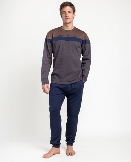 ANTONIO MIRO Pijama Manga Larga Stripes Dapper para Hombre MARRON