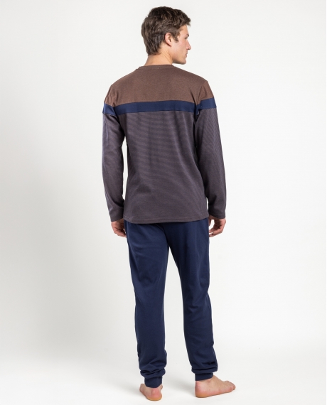 ANTONIO MIRO Pijama Manga Larga Stripes Dapper para Hombre MARRON 2