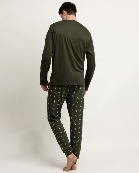 ANTONIO MIRO Pijama Manga Larga Green Chess para Hombre VERDE 2