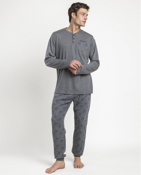 ANTONIO MIRO Pijama Manga Larga Paisley para Hombre GRIS JASPE