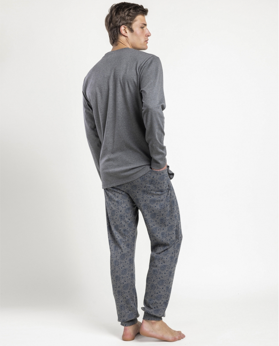 ANTONIO MIRO Pijama Manga Larga Paisley para Hombre GRIS JASPE