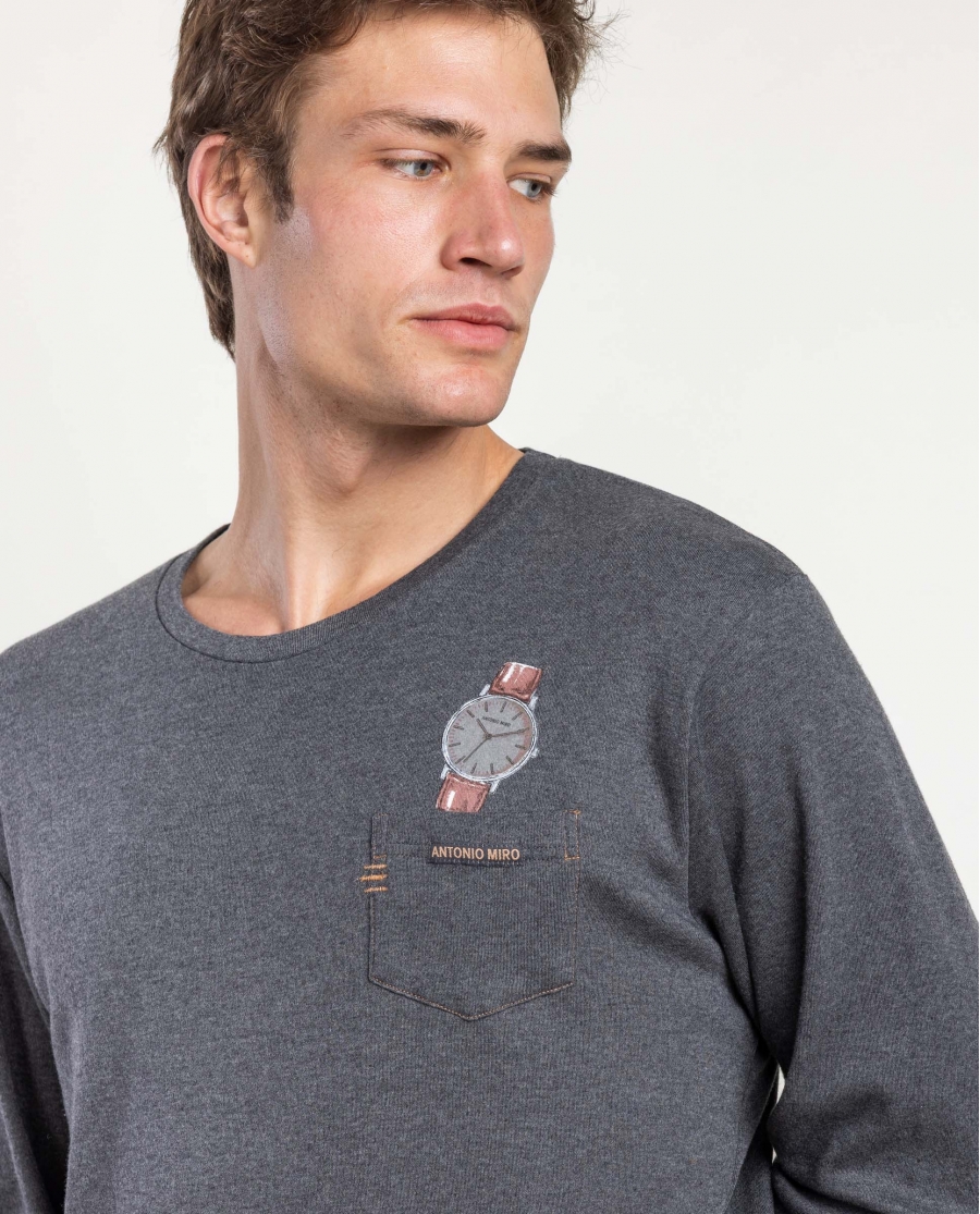 ANTONIO MIRO Pijama Manga Larga Watch para Hombre GRIS JASPE