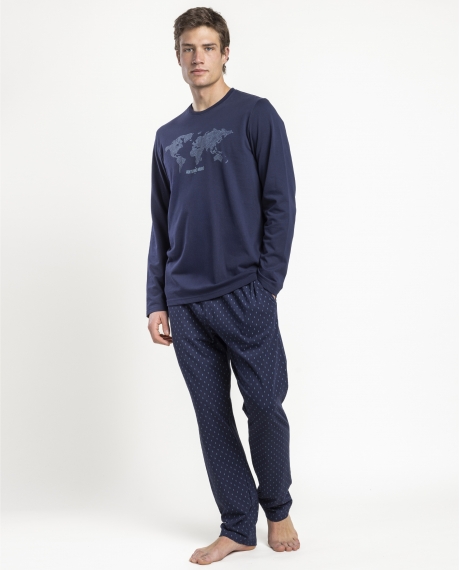 ANTONIO MIRO Pijama Manga Larga Travel Navy Pack para Hombre MARINO