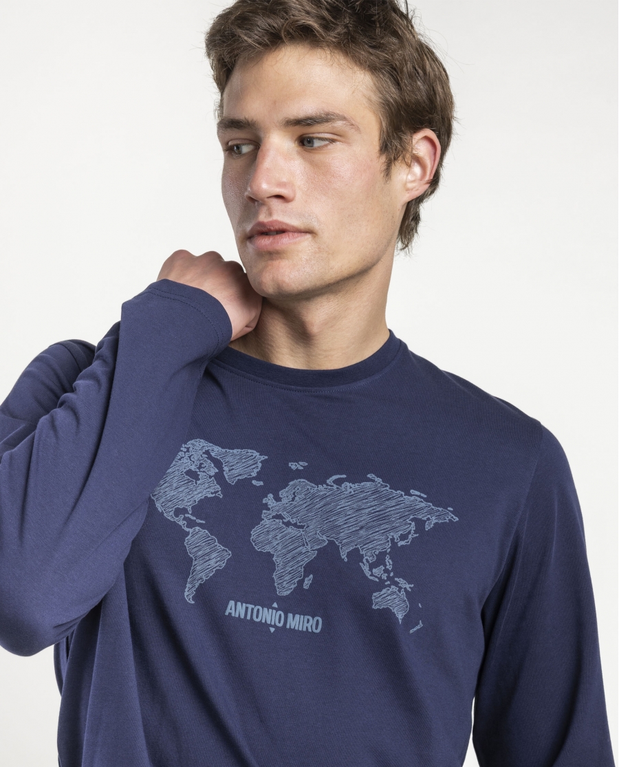 ANTONIO MIRO Pijama Manga Larga Travel Navy Pack para Hombre MARINO