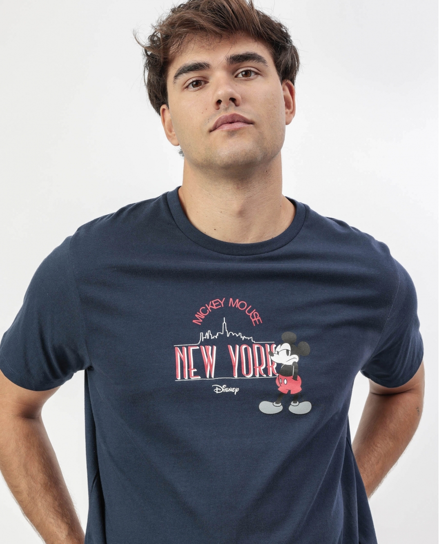 DISNEY Pijama Manga Corta Mickey New York para Hombre MARINO