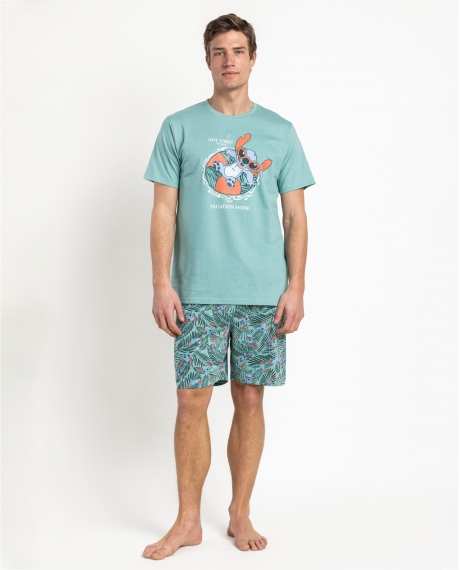 DISNEY Pijama Manga Corta Vacation Mode para Hombre VERDE