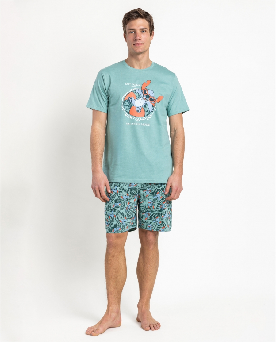 DISNEY Pijama Manga Corta Vacation Mode para Hombre VERDE