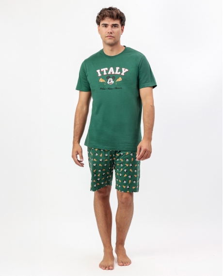 DISNEY Pijama Manga Corta Italy para Hombre VERDE