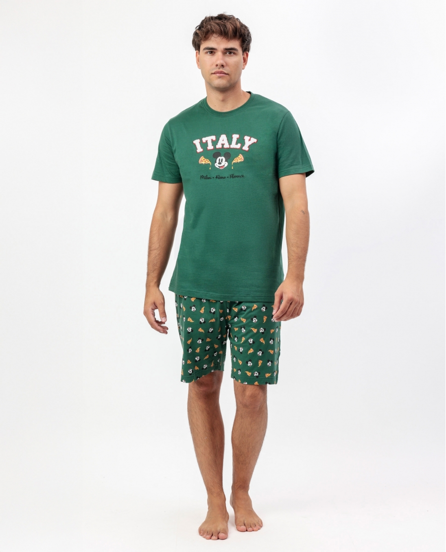 DISNEY Pijama Manga Corta Italy para Hombre VERDE