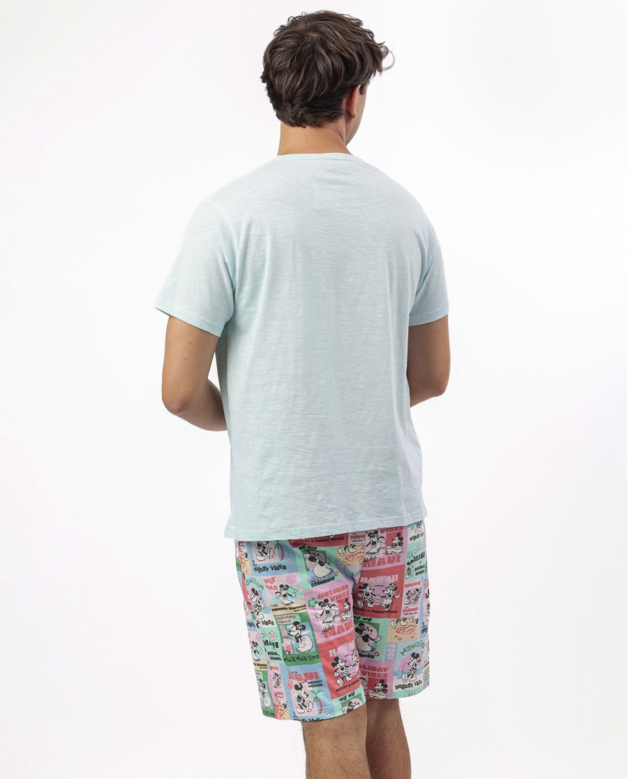 DISNEY Pijama Manga Corta Holiday Vibes para Hombre AZUL