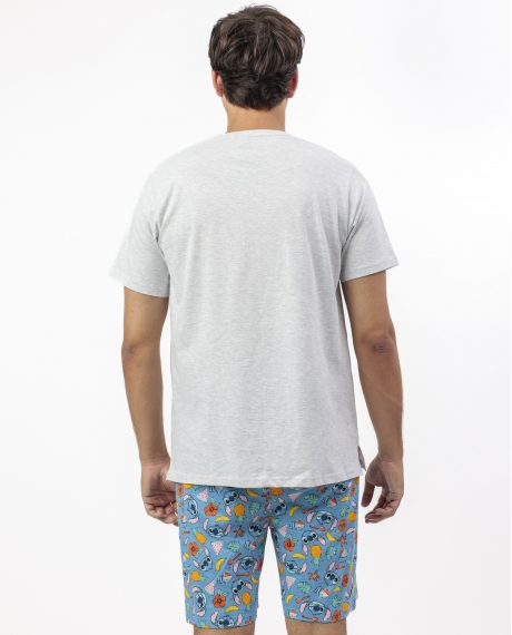 DISNEY Pijama Manga Corta Stitch Beach para Hombre GRIS JASPE 2