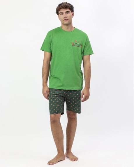 DISNEY MUPPETS Pijama Manga Corta Kermit the Frog para Hombre VERDE