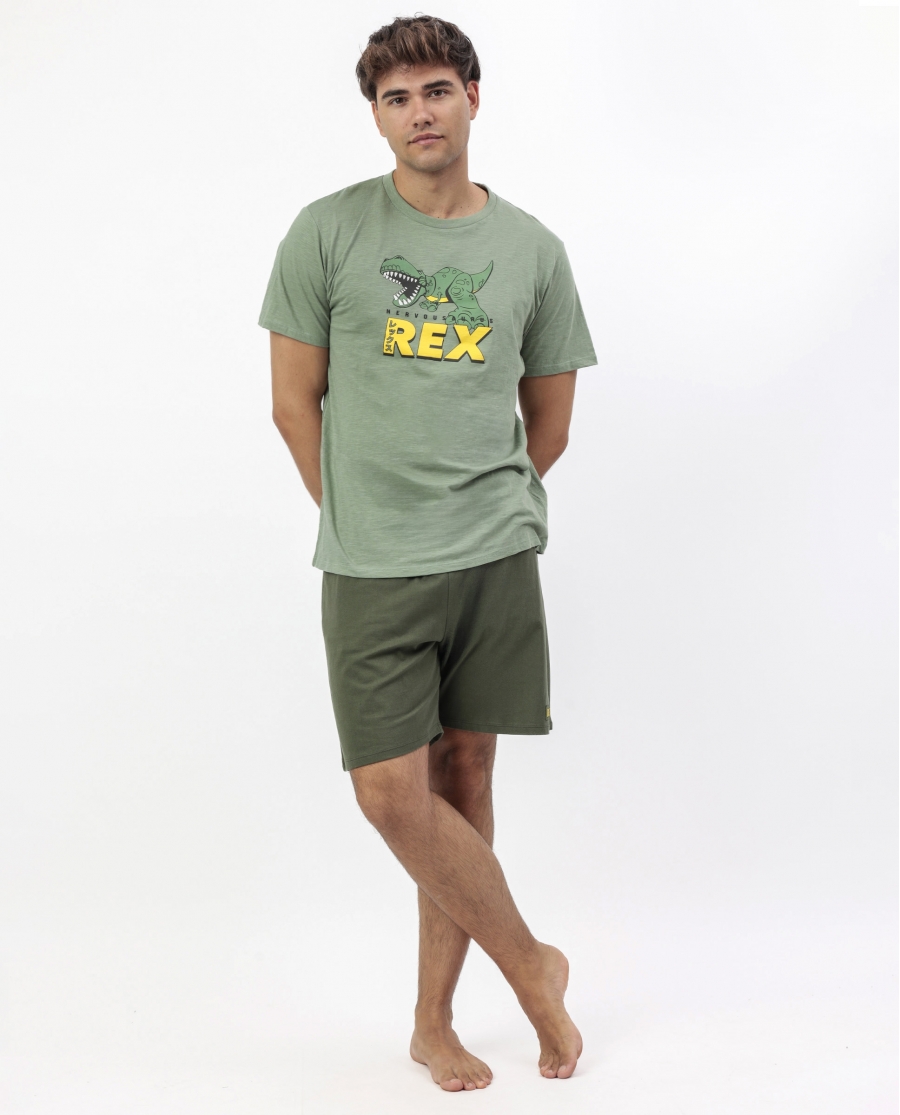 TOY STORY Pijama Manga Corta Nervousaurus para Hombre VERDE