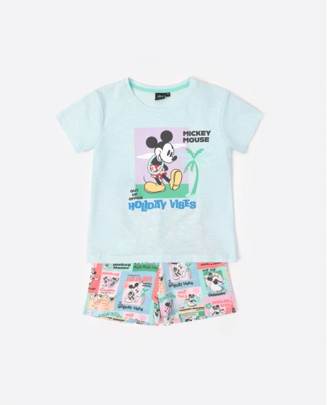 DISNEY Pijama Manga Corta Holiday Vibes para Niño AZUL