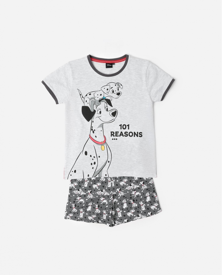 DISNEY Pijama Manga Corta 101 Reasons para Niño GRIS JASPE