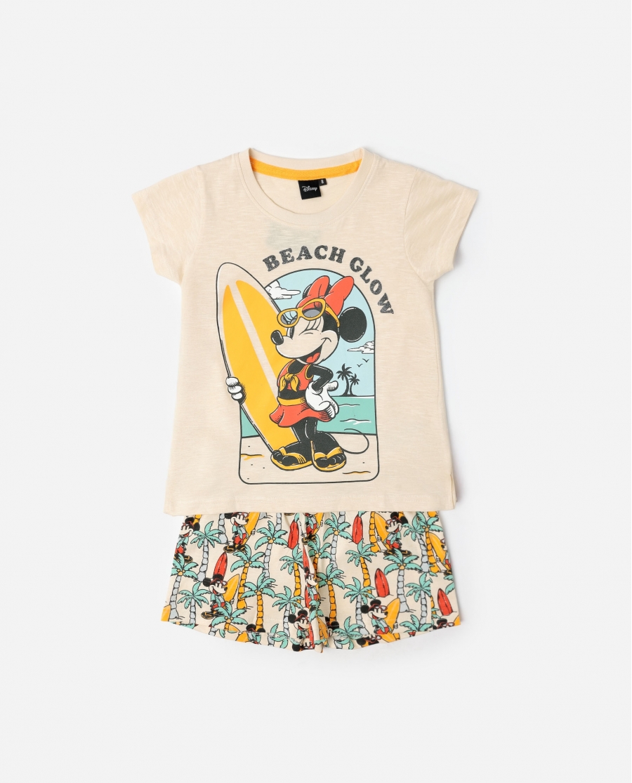 DISNEY Pijama Manga Corta Surf S Up para Niña CREMA