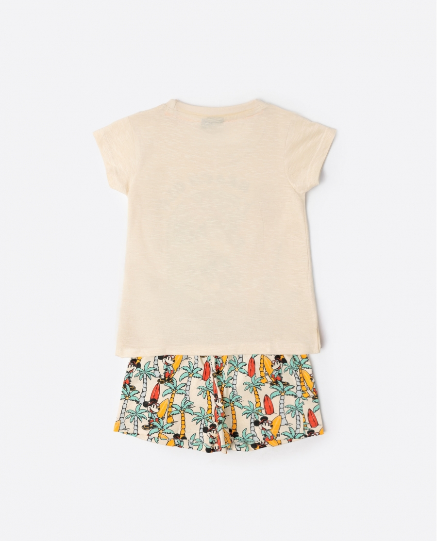 DISNEY Pijama Manga Corta Surf S Up para Niña CREMA