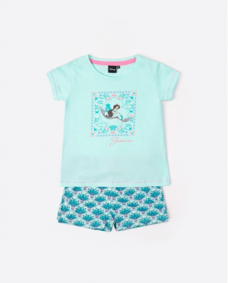 DISNEY Pijama Manga Corta Jasmine para Niña AQUA