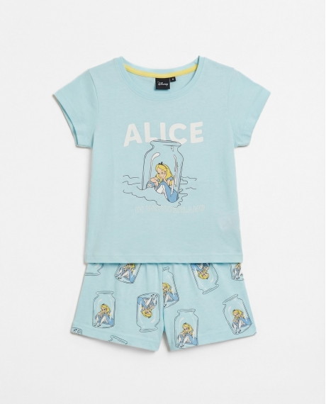 DISNEY Pijama Manga Corta Blue Alice para Niña AZUL