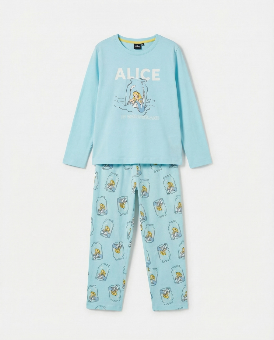 DISNEY Pijama Manga Larga Blue Alice para Niña AZUL