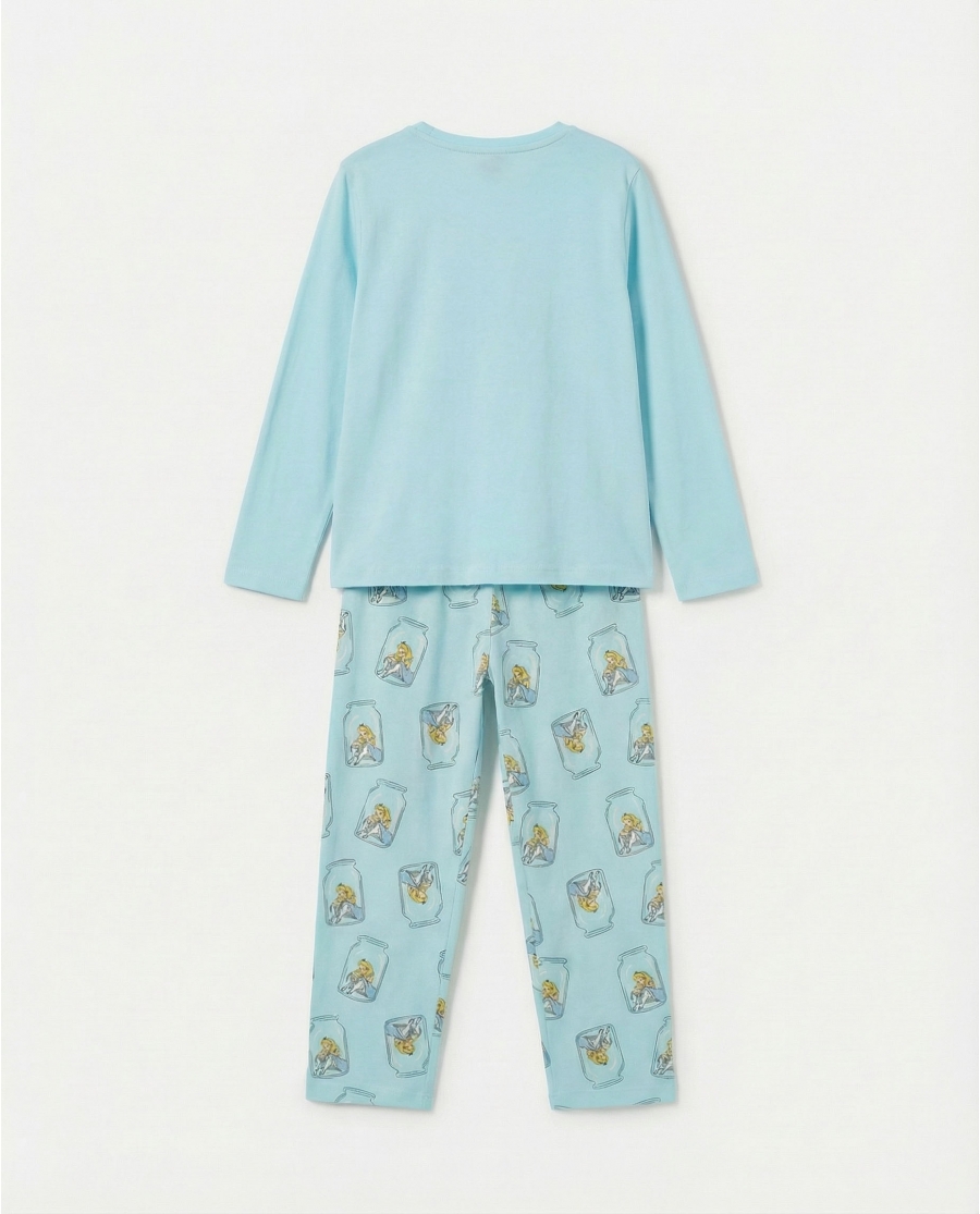 DISNEY Pijama Manga Larga Blue Alice para Niña AZUL