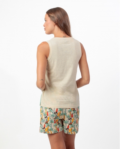 DISNEY Pijama Sin mangas Surf S Up para Mujer CREMA 2