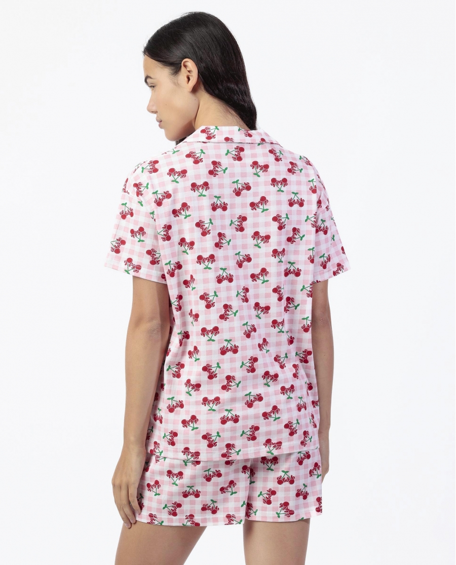 DISNEY Pijama Abierto Manga Corta Minnie Cherry para Mujer ROSA