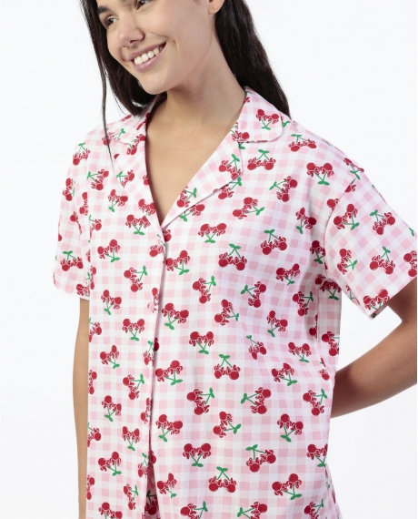 DISNEY Pijama Abierto Manga Corta Minnie Cherry para Mujer ROSA 2