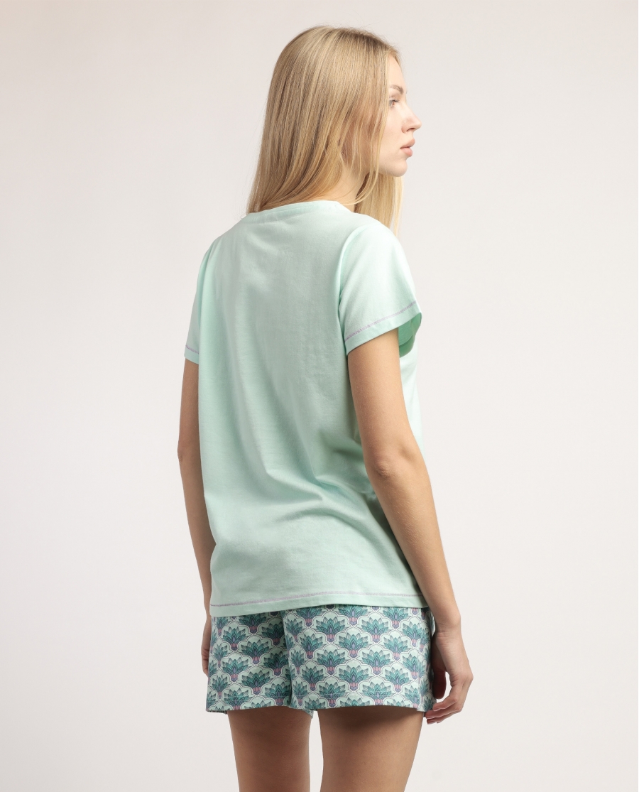 DISNEY Pijama Manga Corta Jasmine para Mujer AQUA