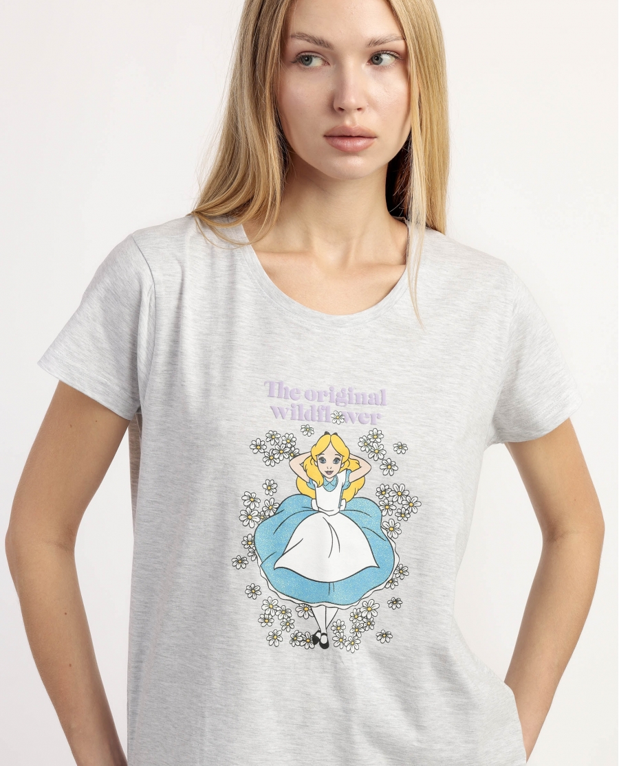 DISNEY Pijama Manga Corta Dreamland para Mujer GRIS JASPE