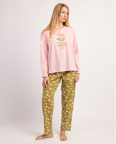 DISNEY Pijama Manga Larga Winnie Sleep para Mujer ROSA