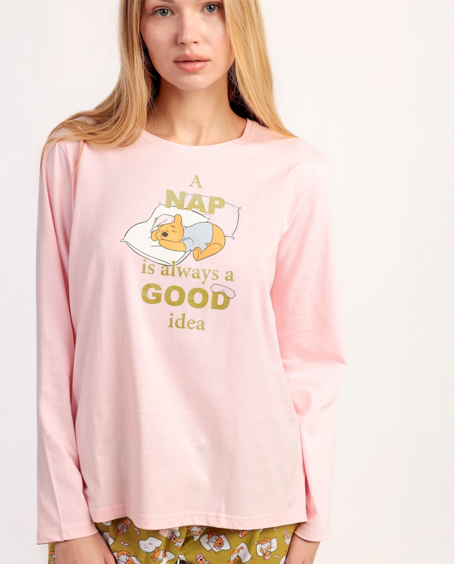 DISNEY Pijama Manga Larga Winnie Sleep para Mujer ROSA