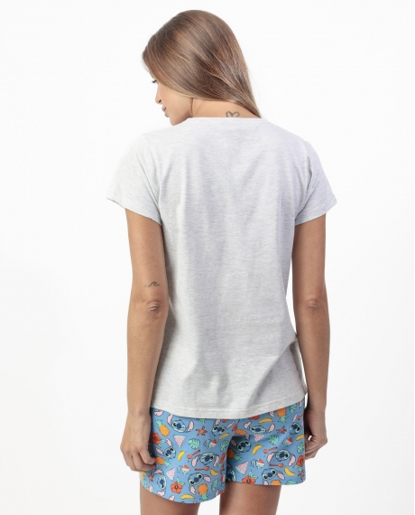 DISNEY Pijama Manga Corta Stitch Beach para Mujer GRIS JASPE 2