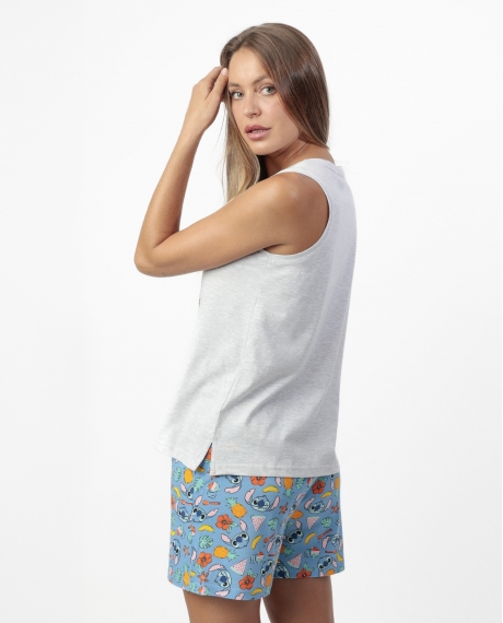 DISNEY Pijama Sin mangas Stitch Beach para Mujer GRIS JASPE 2